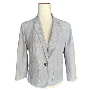 Banana Republic Women’s Blazer Schoolboy Navy White Pinstripe Jacket 6